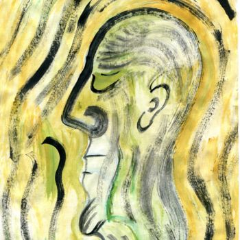 Peinture intitulée "Glowing head" par Timothy Voigt, Œuvre d'art originale, Acrylique