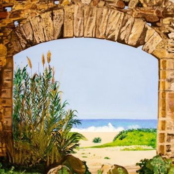 Painting titled "Puerta al mar" by Magoco Arte, Original Artwork, Oil