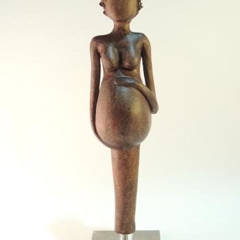 Sculpture titled "En attendant bebe #3" by Magoti, Original Artwork, Clay