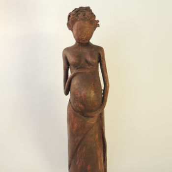 Sculpture titled "En attendant bebe #1" by Magoti, Original Artwork, Ceramics