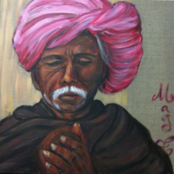 Peinture intitulée "sage hindou" par Magtram, Œuvre d'art originale, Huile