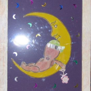 Painting titled "sur la lune" by Maguie Mesguich, Original Artwork, Other