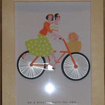 Peinture intitulée "A bicyclette" par Maguie Mesguich, Œuvre d'art originale, Huile