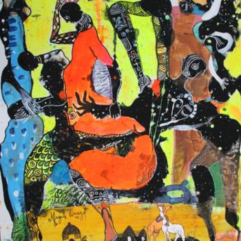 Drawing titled "Initiation" by Magule Wango, Original Artwork