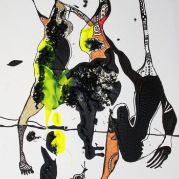 Disegno intitolato "De bouches à oreill…" da Magule Wango, Opera d'arte originale