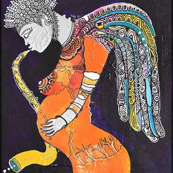 Drawing titled "Les anges qui chant…" by Magule Wango, Original Artwork