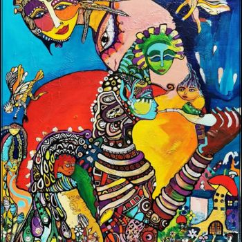 Pittura intitolato "Magic Woman" da Magule Wango, Opera d'arte originale