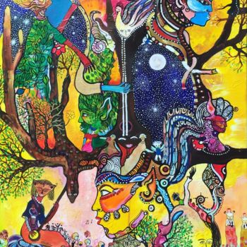 Pintura intitulada "PRIERE AUX FEES ET…" por Magule Wango, Obras de arte originais