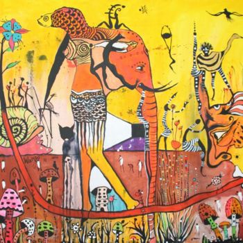 Malarstwo zatytułowany „Jardin Enchanté” autorstwa Magule Wango, Oryginalna praca