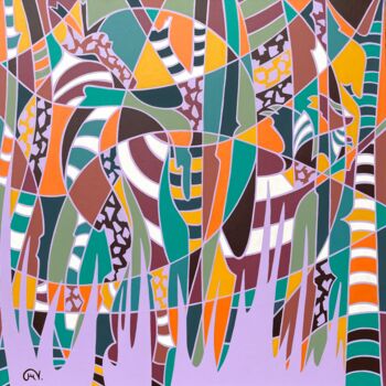 Painting titled "FOREST I" by Maguy Vaz (50nuancesdemarguerite), Original Artwork, Acrylic Mounted on Wood Stretcher frame