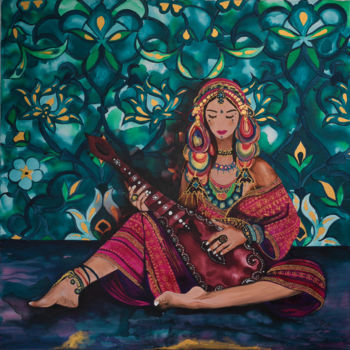 Painting titled "Laisse moi me sentir" by Maha Khatib, Original Artwork, Acrylic Mounted on Wood Stretcher frame