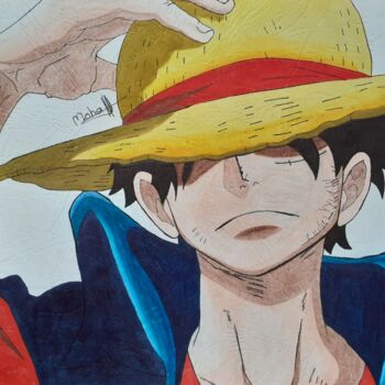 Drawing titled "LUFFY-ONE PIECE" by Mahamadou Coulibaly, Original Artwork, Marker