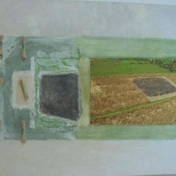 Schilderij getiteld "Harvested Field" door Hyder, Origineel Kunstwerk, Olie