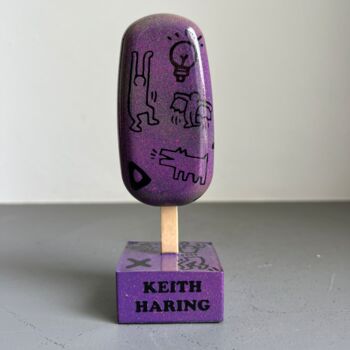 Sculpture intitulée "Keith Haring Icecre…" par Mahëlle, Œuvre d'art originale, Bois