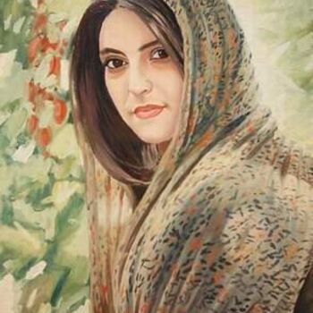 Painting titled "Portrait of Kurdish…" by Maher Sinjary, Original Artwork