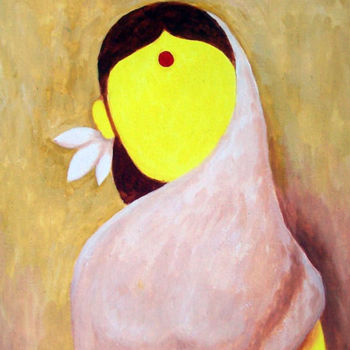 Painting titled "indian-woman" by Mahes, Original Artwork, Acrylic