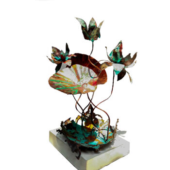 Скульптура под названием "Lotus Blooms" - Mahesh Chathuranga Ekanayake, Подлинное произведение искусства, Металлы