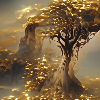 Arts numériques intitulée "THE GOLD TREE" par Mahesh Tolani, Œuvre d'art originale, Modélisation 3D