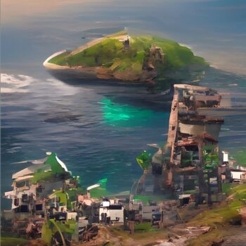 Arts numériques intitulée "GREEN ISLAND" par Mahesh Tolani, Œuvre d'art originale, Modélisation 3D