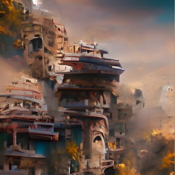 Arts numériques intitulée "hill city 6" par Mahesh Tolani, Œuvre d'art originale, Peinture numérique