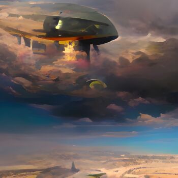 Arte digitale intitolato "UFO IN SKY" da Mahesh Tolani, Opera d'arte originale, Pittura digitale