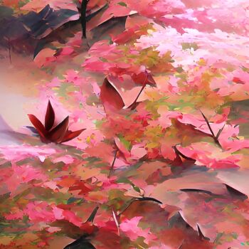 Arts numériques intitulée "pink leaves" par Mahesh Tolani, Œuvre d'art originale, Peinture numérique