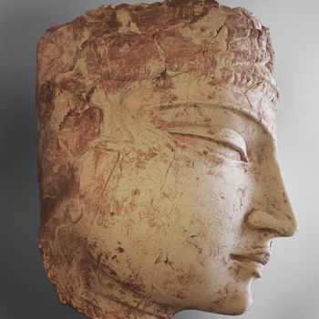 Sculpture intitulée "Inclined Face" par Mahesh Anjarlekar, Œuvre d'art originale, Céramique