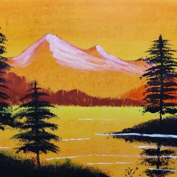 「Mountain Sunset.jpg」というタイトルの絵画 Mahfuzur Rahmanによって, オリジナルのアートワーク, アクリル