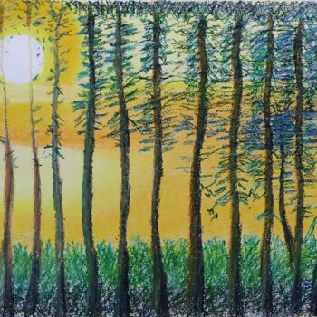 「The Caged Sun.jpg」というタイトルの絵画 Mahfuzur Rahmanによって, オリジナルのアートワーク, パステル