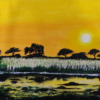 Ζωγραφική με τίτλο "The Kans Grass Fiel…" από Mahfuzur Rahman, Αυθεντικά έργα τέχνης, Ακρυλικό