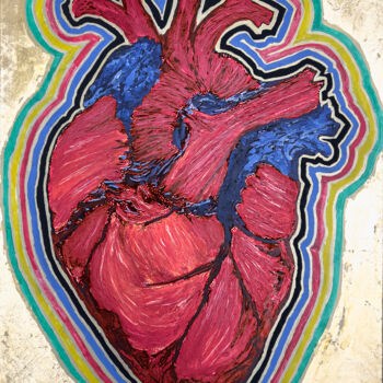 Painting titled "One Heart" by Mahfuzur Rahman, Original Artwork, Acrylic