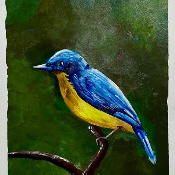 Painting titled "Blue Bird" by Mahmud Awang, Original Artwork, Acrylic