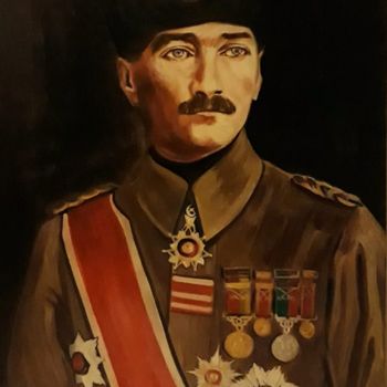 Картина под названием "Mustafa Kemal ATATÜ…" - Mahmut Arslan, Подлинное произведение искусства, Акрил
