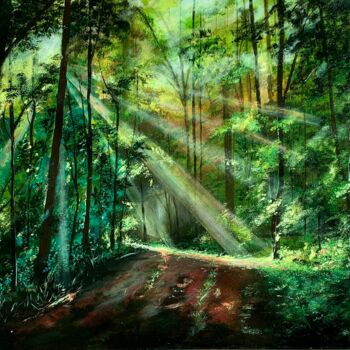 Painting titled "A walk in the Forest" by Mahrukh Iftikhar, Original Artwork, Acrylic