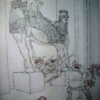 Disegno intitolato "Croquis pour oeuvre…" da Mahtab, Opera d'arte originale, Altro
