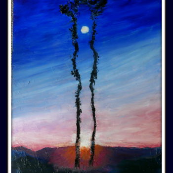 Ζωγραφική με τίτλο "Sunset and moon - M…" από Maï Laffargue, Αυθεντικά έργα τέχνης, Λάδι