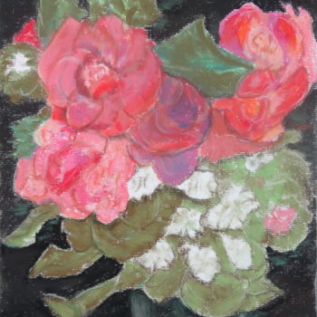 Zeichnungen mit dem Titel "bouquet avec pivoin…" von Maï Laffargue, Original-Kunstwerk, Pastell