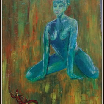 Картина под названием "femme à la salamand…" - Maï Laffargue, Подлинное произведение искусства, Другой