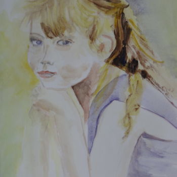 Painting titled "Blondinette" by Maï Laffargue, Original Artwork, Watercolor