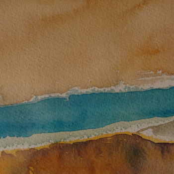 Malerei mit dem Titel "Fleuve et désert" von Maï Laffargue, Original-Kunstwerk, Aquarell