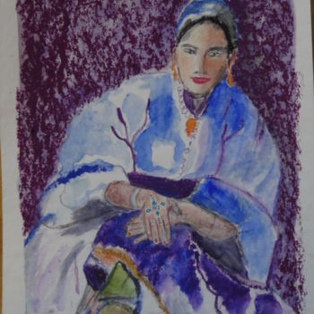 Pintura titulada "jeune femme berbère…" por Maï Laffargue, Obra de arte original, Acuarela