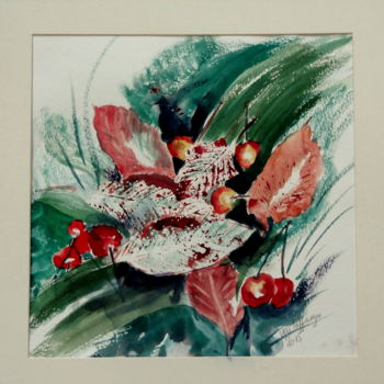 Peinture intitulée "Corbeille de cerise…" par Maï Laffargue, Œuvre d'art originale, Aquarelle