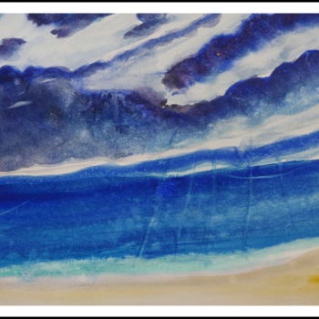 Painting titled "Rêve en bleu" by Maï Laffargue, Original Artwork, Watercolor