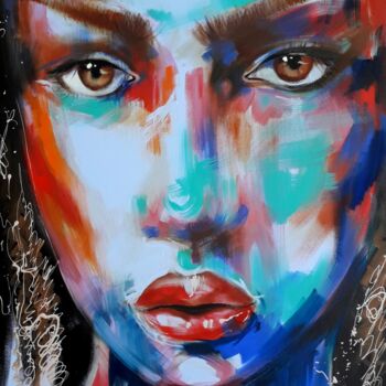 Painting titled "Face 02" by Maia Siradze, Original Artwork, Oil
