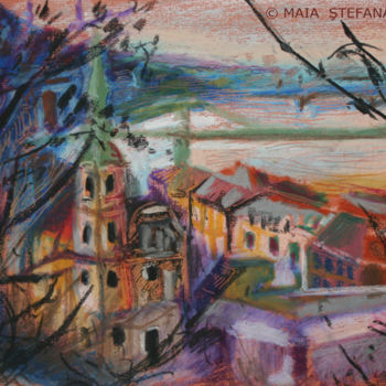 Pintura intitulada "VIEW OVER BUDAPEST" por Maia Stefana Oprea, Obras de arte originais, Óleo