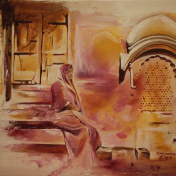 Painting titled "Attente Paisible" by Thanh Mai-Charles, Original Artwork, Acrylic