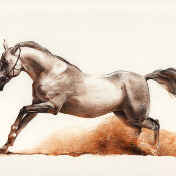 Tekening getiteld "Running Horse" door Daria Maier, Origineel Kunstwerk, Balpen