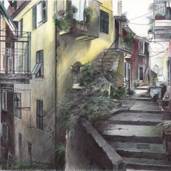 Tekening getiteld "Old Italian Town (R…" door Daria Maier, Origineel Kunstwerk, Balpen