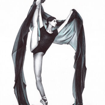 Drawing titled "Ballet Dancer II" by Daria Maier, Original Artwork, Ballpoint pen