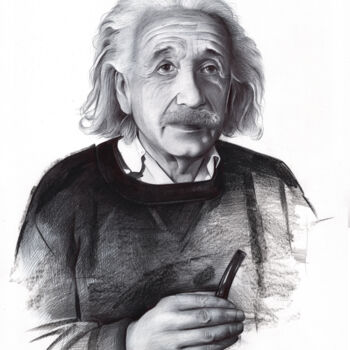 Drawing titled "Albert Einstein" by Daria Maier, Original Artwork, Ballpoint pen
